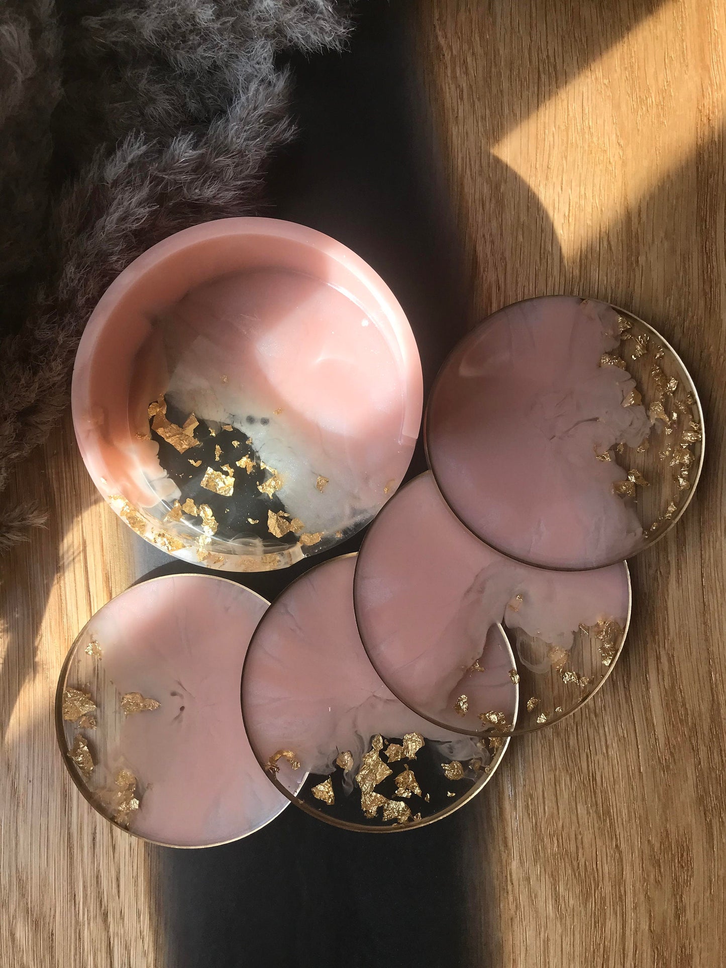 Untersetzer Set / mit 4 Untersetzer / Resin / Coaster / Dekoration / Epoxid / Party / Bar / Home / Tischdeko / Terasse / Balkon / Hochzeit