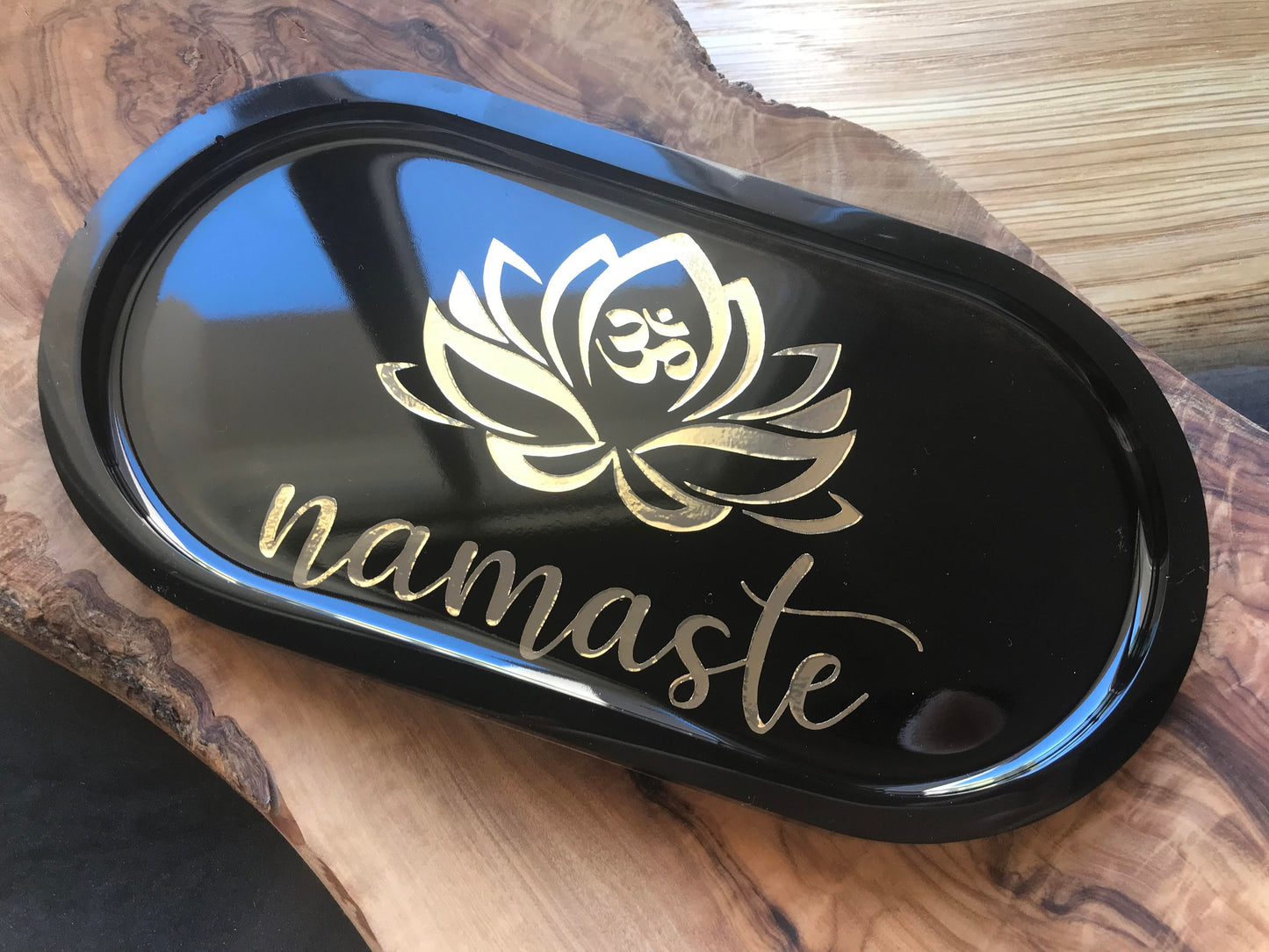 Tray | Namaste | Decorative bowl | Bowl | Tray | Soap dish | Jewelry shelf | Ring shell | individual gifts | Black | Gold