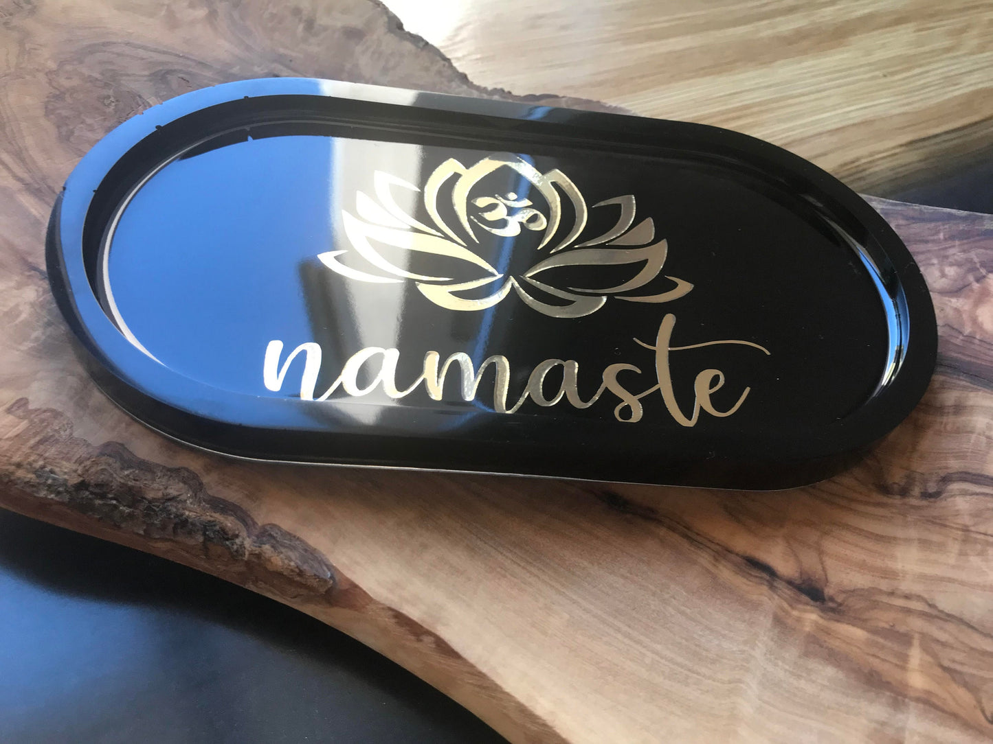 Tray | Namaste | Decorative bowl | Bowl | Tray | Soap dish | Jewelry shelf | Ring shell | individual gifts | Black | Gold