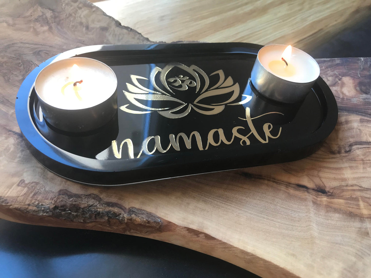 Tray | Namaste | Decorative bowl | Bowl | Tray | Soap dish | Jewelry shelf | Ring shell | individual gifts | Black | Gold