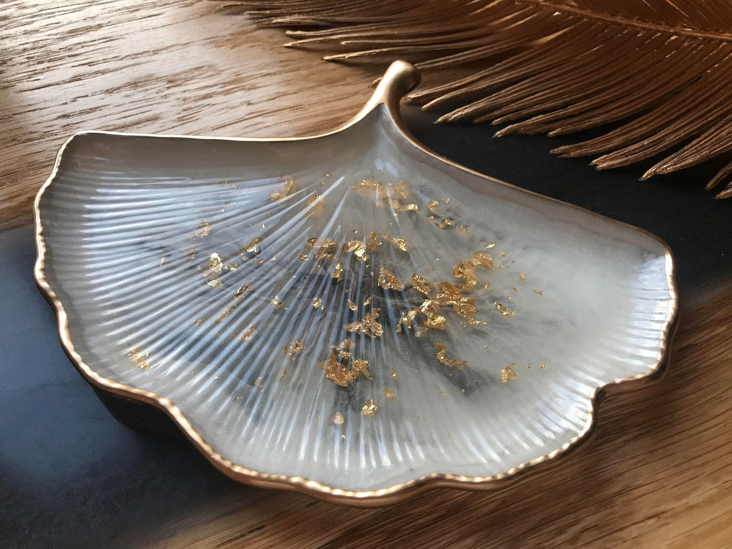 Jewelry Bowl Decoration Gift Resin Bowl Leaf Shape Ring Bowl Epoxy Ginkgo Home Decor Wedding Customized Home Handmade