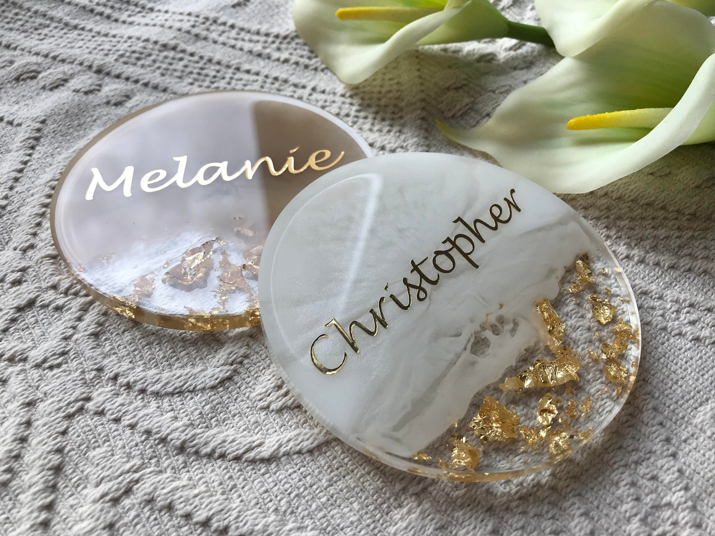 Personalisierter Untersetzer - Hochzeit - Wedding - Gastgeschenk - Taufe - Brautparty - Resin - Coasters - Geschenk - JubilÀum - Tischkarte