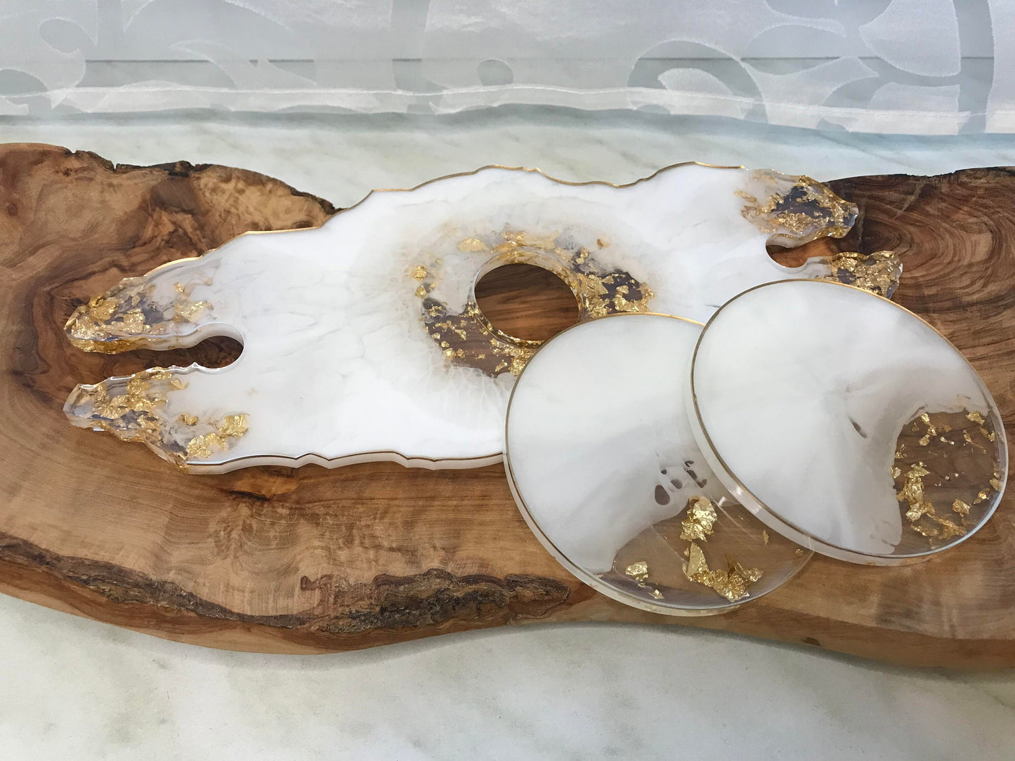 Weinbutler Set aus Epoxidharz-Geschenk-Hochzeitsgeschenk-Resin-Champagner Glashalter-Wein Glashalter-Individuell-Wohndeko-Jubiläumsgeschenke