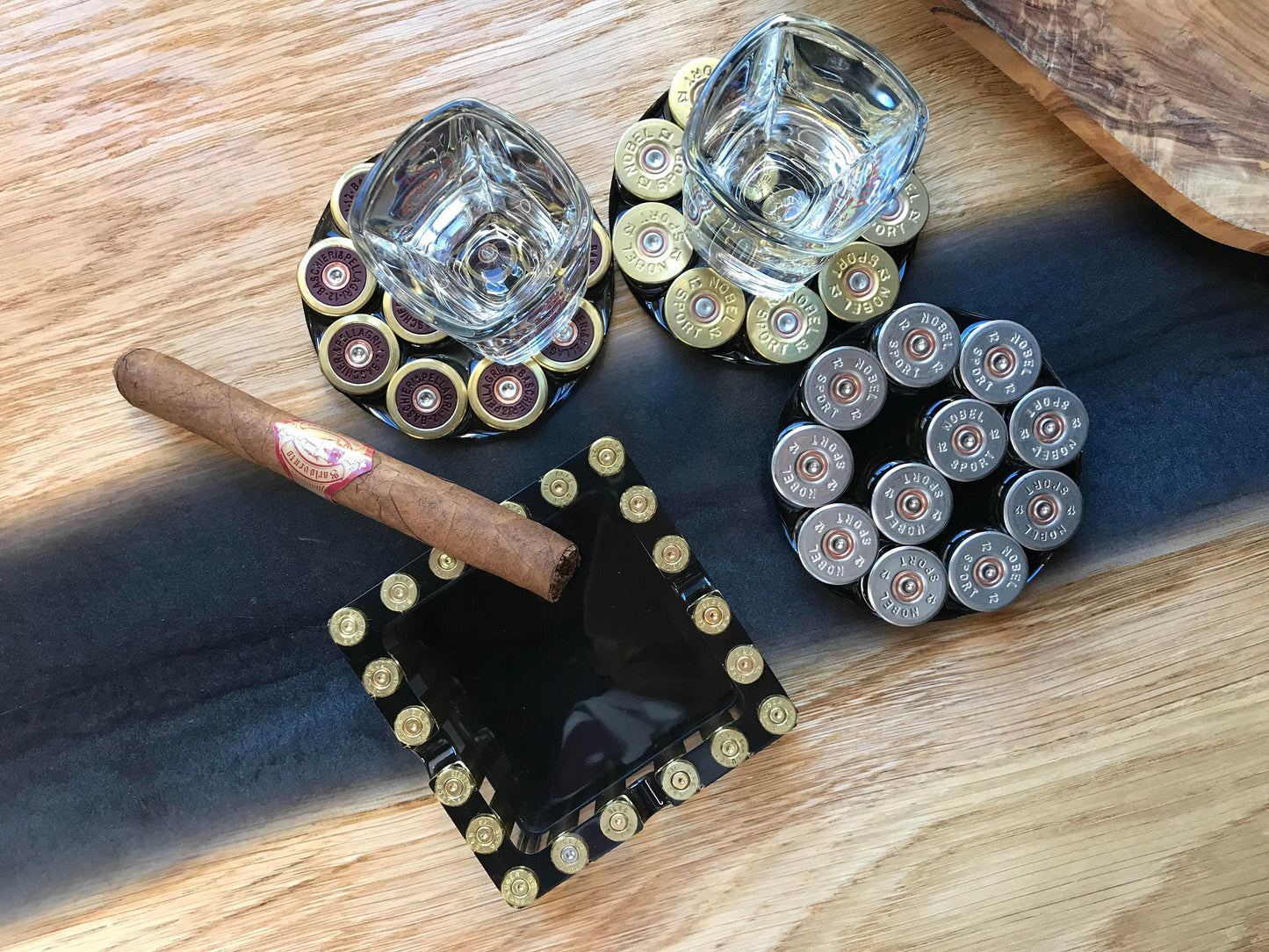 9 mm Aschenbecher aus Resin-Vatertag-Dekoration-Männer Geschenk-Patronenhülsen-Army-Military-Bundeswehr-Ammo-Bullet-Jäger-Soldier-Garten