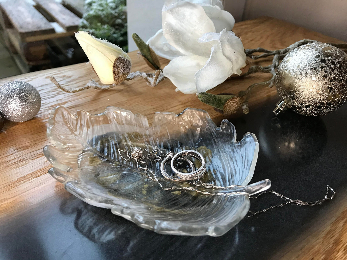 Schmuckschale-Dekoration-Resin-Geschenk-Schale Blattform-Ringschale-Epoxidharz-Blatt-Wohndeko-Deko-Hochzeitsgeschenke-Individuell