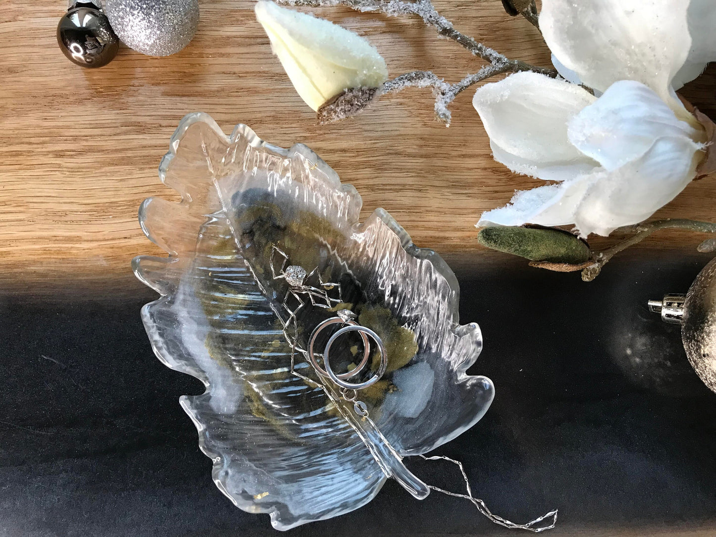 Schmuckschale-Dekoration-Resin-Geschenk-Schale Blattform-Ringschale-Epoxidharz-Blatt-Wohndeko-Deko-Hochzeitsgeschenke-Individuell