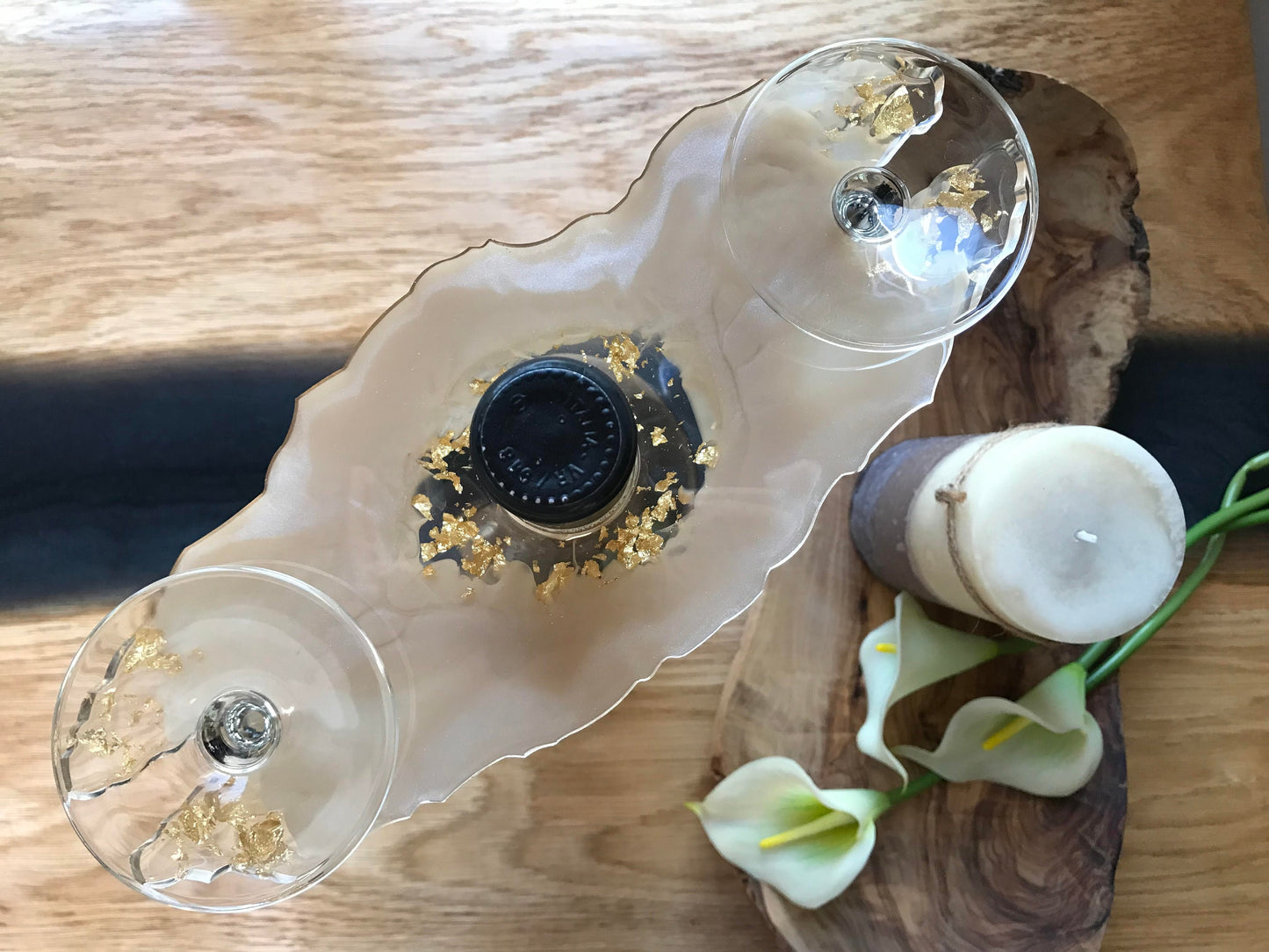 Glass Holder / Resin / Champagne Glass Holder / Wine / Epoxy Resin / Wine Butler / Wedding / Party / Decoration / Home / Terrace / Bar