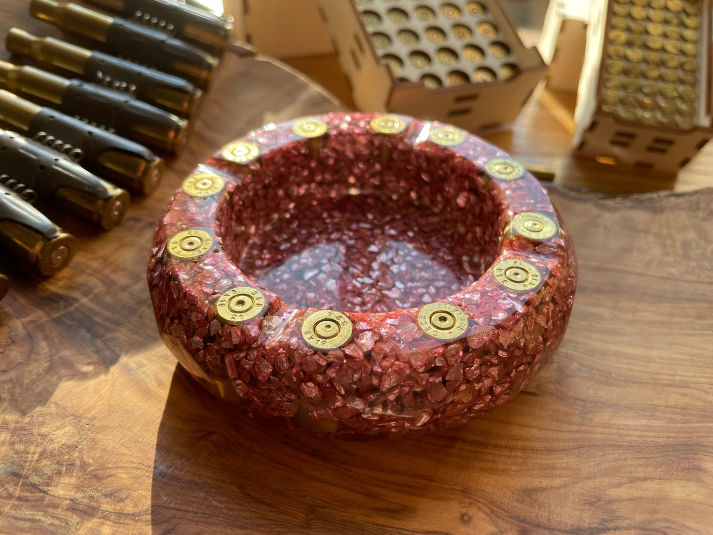 Aschenbecher aus Resin-Muttertag-Vatertag-Dekoration-Männer Geschenk-Patronenhülsen-Army-Military-Bundeswehr-Ammo-Bullet-Jäger-Soldier