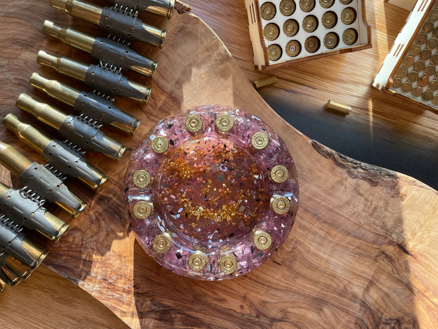 Aschenbecher aus Resin-Muttertag-Vatertag-Dekoration-Männer Geschenk-Patronenhülsen-Army-Military-Bundeswehr-Ammo-Bullet-Jäger-Soldier
