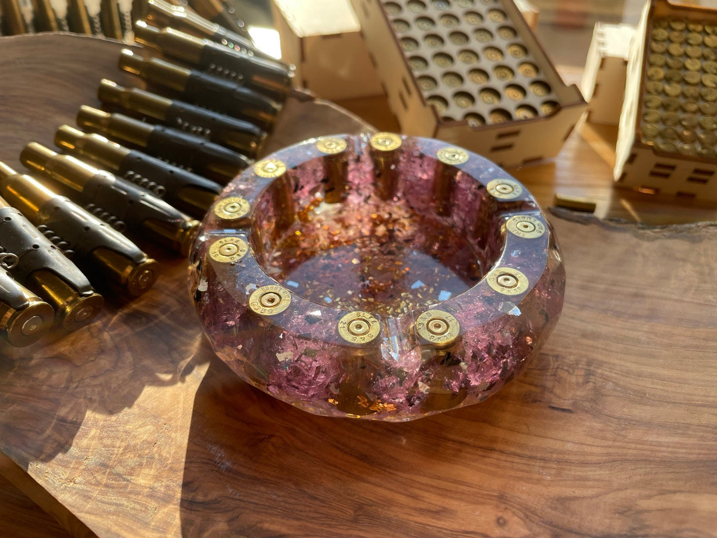 Aschenbecher aus Resin-Muttertag-Vatertag-Dekoration-Männer Geschenk-Patronenhülsen-Army-Military-Bundeswehr-Ammo-Bullet-Jäger-Soldier