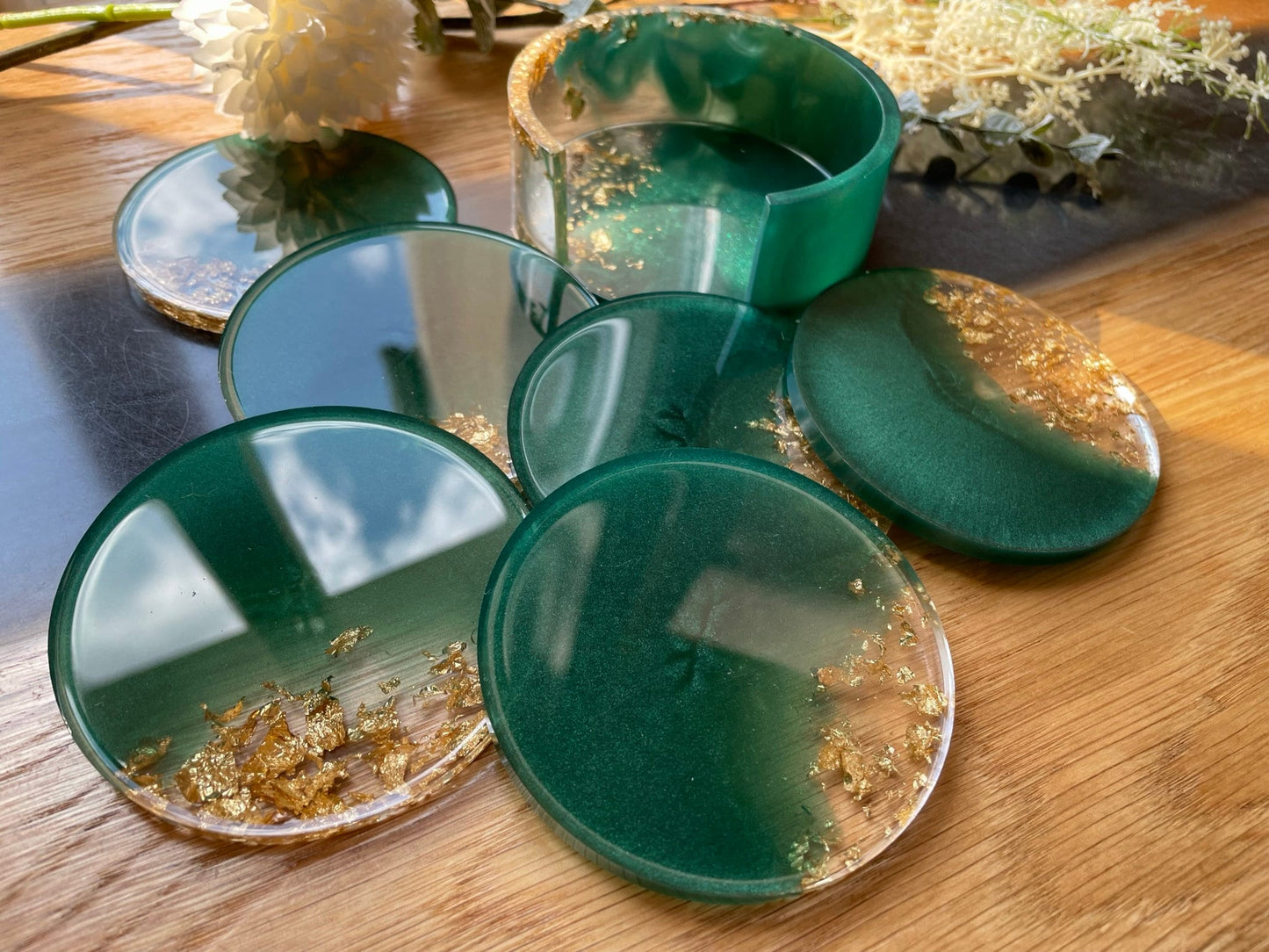 Untersetzer Set Resin Epoxid Geschenk Gold Dekoration Home Coaster Tischdeko Balkon Verlobung Taufe Hochzeit Jubiläum Brautparty Muttertag