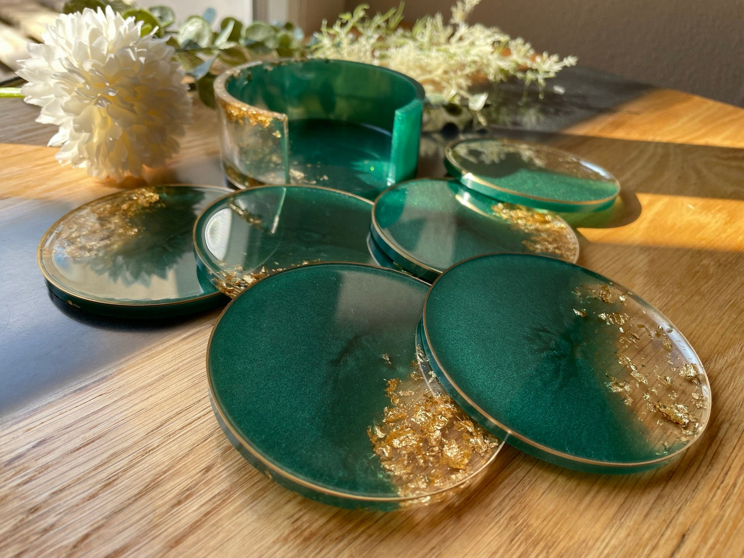 Untersetzer Set Resin Epoxid Geschenk Gold Dekoration Home Coaster Tischdeko Balkon Verlobung Taufe Hochzeit Jubiläum Brautparty Muttertag