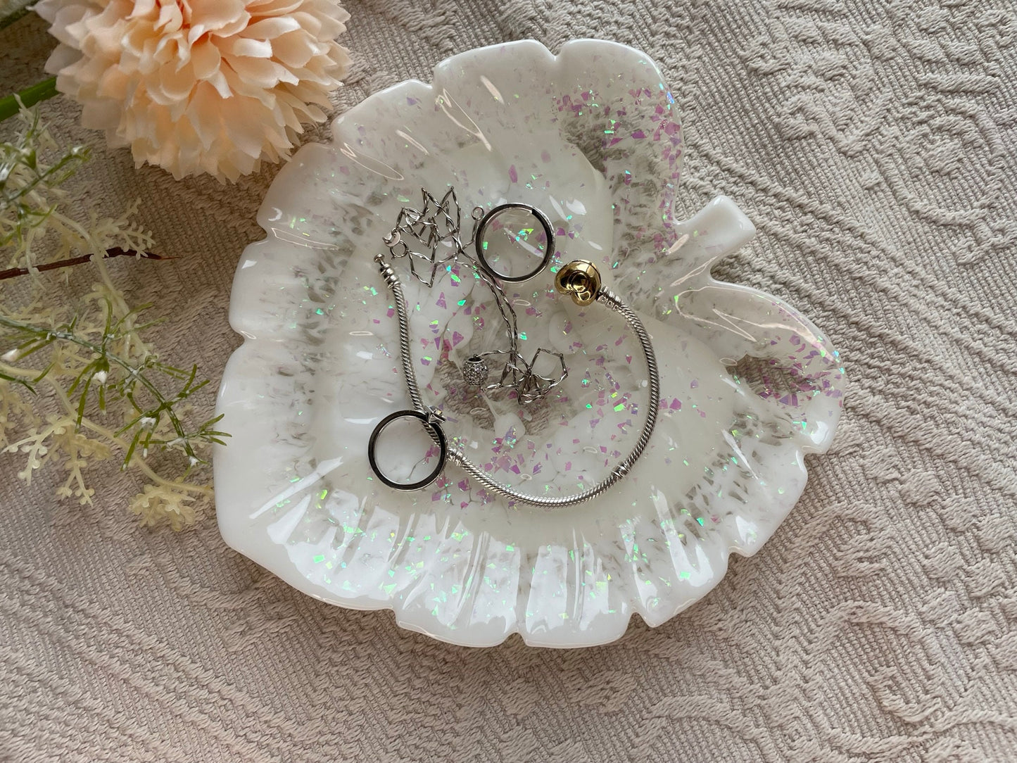 Schmuckschale / Schale Blattform / Ringschale / aus Epoxidharz / Palm