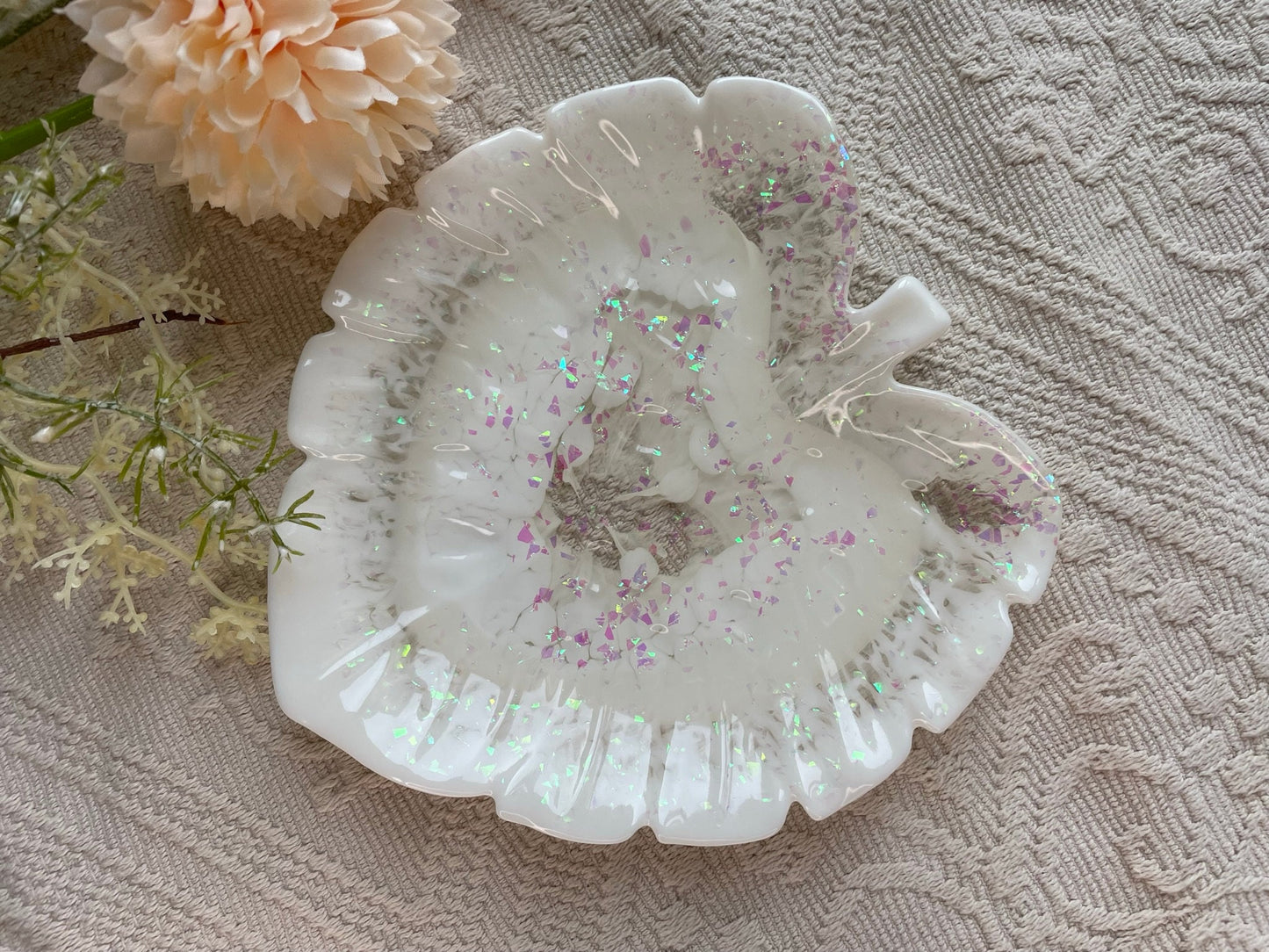 Schmuckschale / Schale Blattform / Ringschale / aus Epoxidharz / Palm