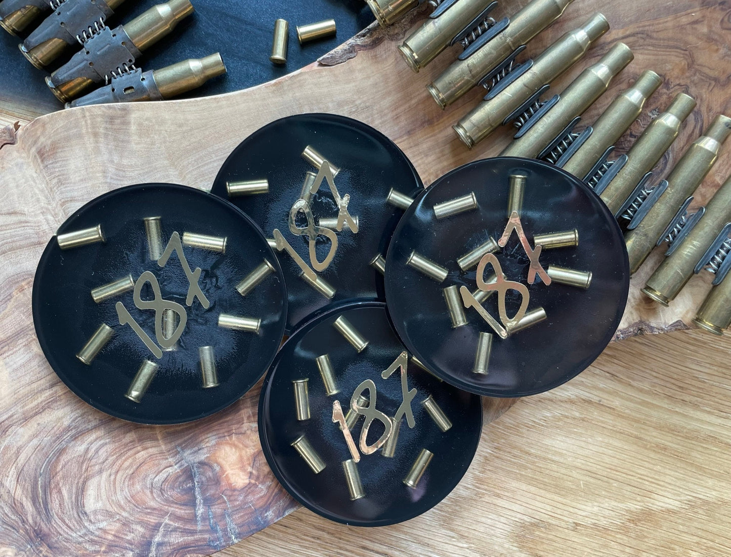 187-Untersetzer aus Epoxidharz-Männer Geschenk-Jäger-Soldier-Army-Military-Bundeswehr-Ammo-Bullet-Resin-Shotgun-Patronen-Party-Waffen-Gun