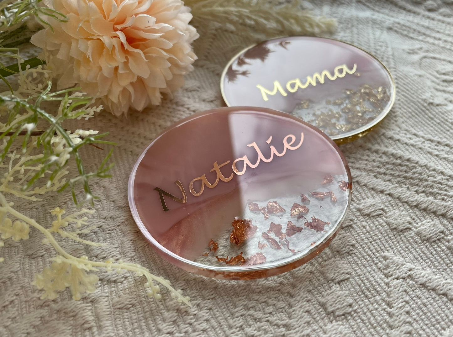Personalisierter Untersetzer - Hochzeit - Wedding - Gastgeschenk - Taufe - Brautparty - Resin - Coasters - Geschenk - JubilÀum - Tischkarte
