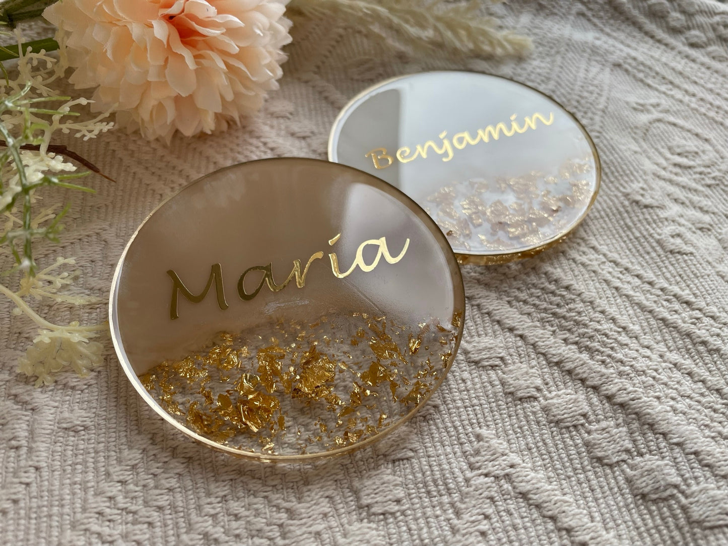 Personalisierter Untersetzer - Hochzeit - Wedding - Gastgeschenk - Taufe - Brautparty - Resin - Coasters - Geschenk - JubilÀum - Tischkarte