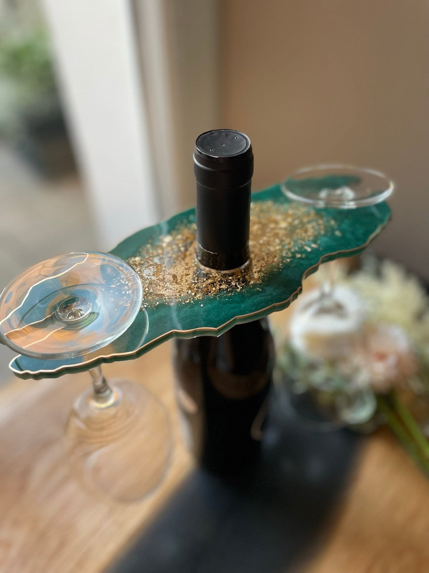 Epoxy Wine Butler Set-Gifts-Wedding Gifts-Resin Champagne Glass Holder-Wine Glass Holder-Custom-Home Decor-Anniversary Gifts