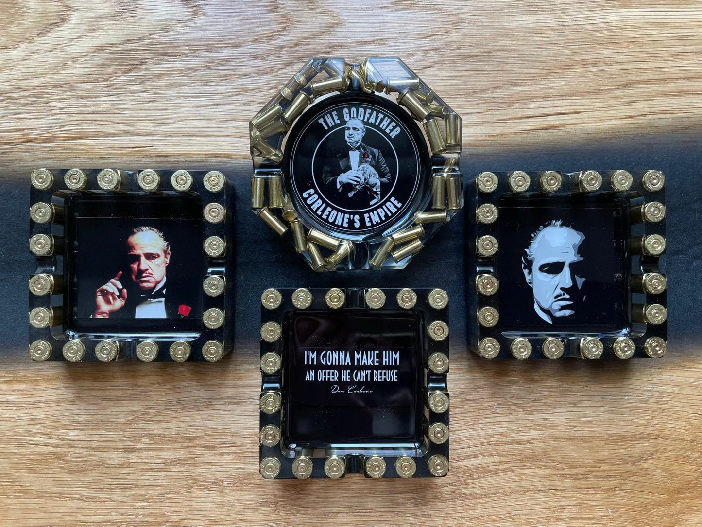 GODFATHER ASCHENBECHER aus Resin-Vatertag-Dekoration-Männer Geschenk-Patronenhülsen-Army-Military-Bundeswehr-Ammo-Bullet-Jäger-Soldier-Party