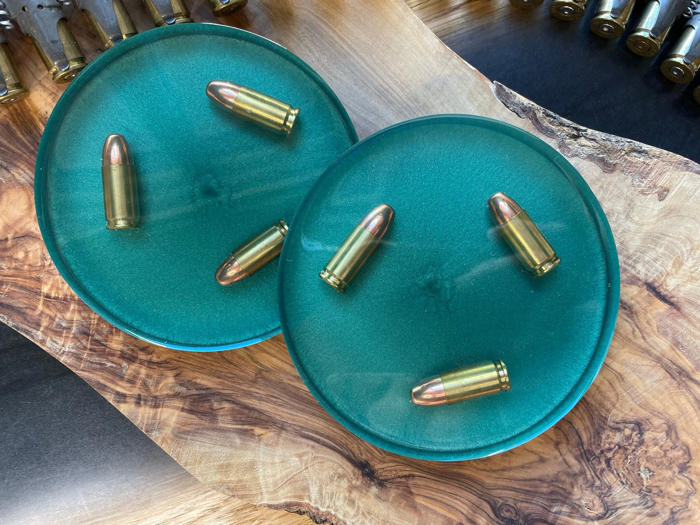 Untersetzer aus Epoxidharz-Geschenk für Freundin-Jäger-Soldier-Army-Military-Bundeswehr-Ammo-Bullet-Resin-Shotgun-Patronen-Party-9mm-Waffen