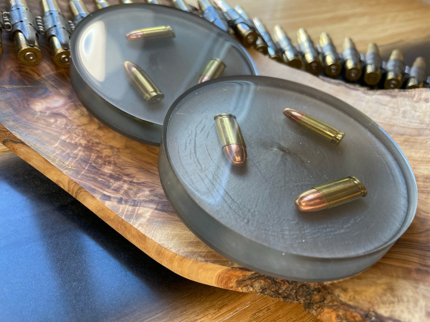 Untersetzer aus Epoxidharz-Geschenk für Freundin-Jäger-Soldier-Army-Military-Bundeswehr-Ammo-Bullet-Resin-Shotgun-Patronen-Party-9mm-Waffen