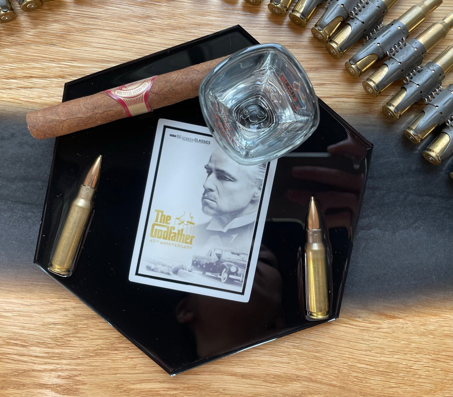 GODFATHER TABLETT-Dekoration-Vatertag-Patronenhülsen-Geschenk für Freund-Military-Bundeswehr-Resin-Army-Epoxid-Jäger