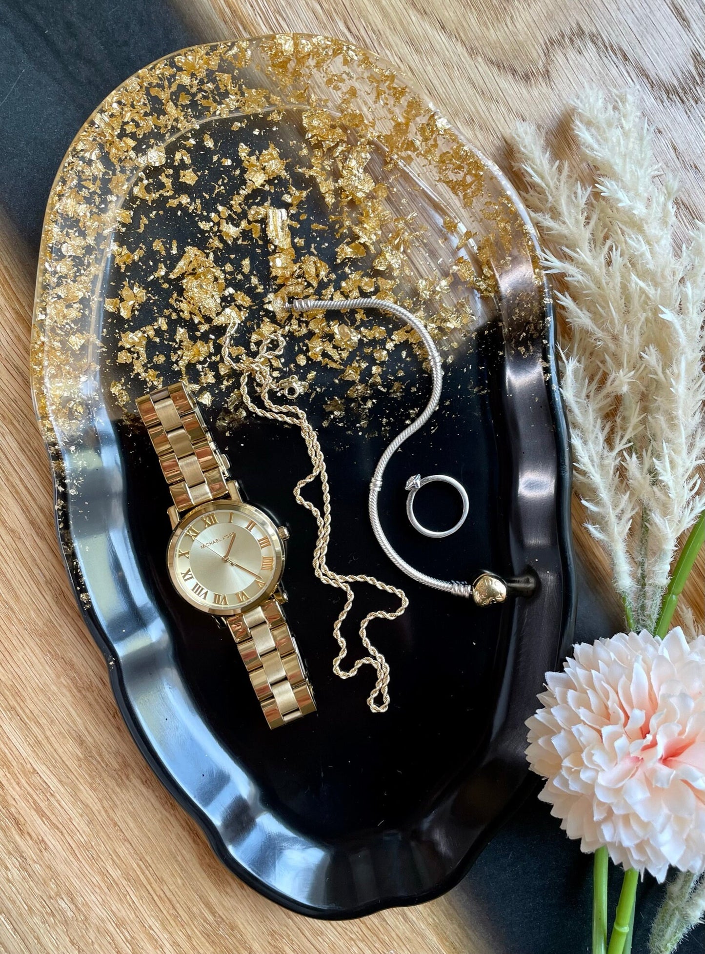 Tablett / Dekortablett / Schmuckschale / Schale / Dekorschale / Epoxidharz / Marmoroptik / Gold / Hochzeit / Deko / Geschenke / Home