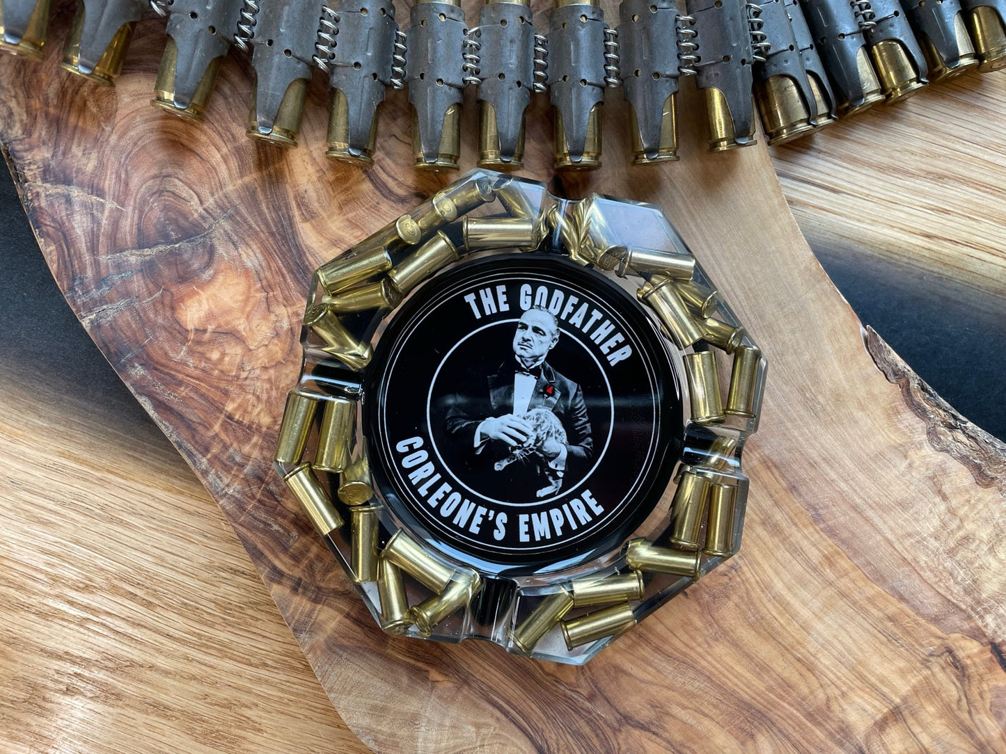 GODFATHER ASCHENBECHER aus Resin-Vatertag-Dekoration-Männer Geschenk-Patronenhülsen-Army-Military-Bundeswehr-Ammo-Bullet-Jäger-Soldier-Party