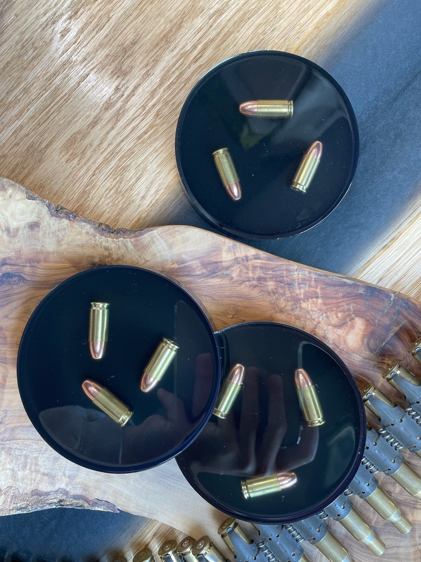 Untersetzer aus Epoxidharz-Geschenk für Freundin-Jäger-Soldier-Army-Military-Bundeswehr-Ammo-Bullet-Resin-Shotgun-Patronen-Party-9mm-Waffen