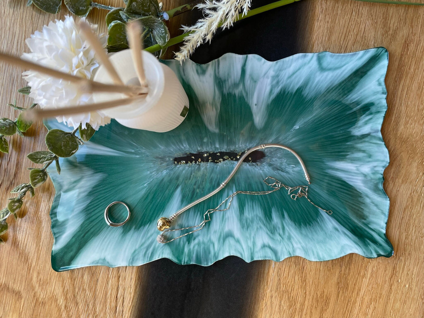 Tablett / Dekortablett / Schmuckschale / Marmoroptik / Schale / Dekorschale / Epoxidharz / Resin / Hochzeit / Wohndeko / Home / Tischdeko