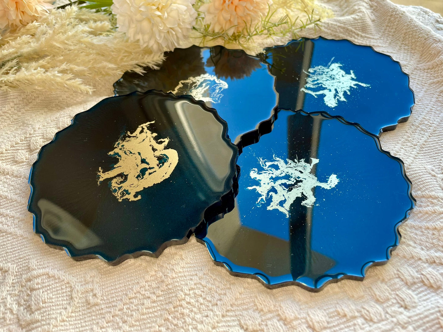 Untersetzer aus Epoxidharz-Resinart-Resin Coasters-Wedding-Deko-Home