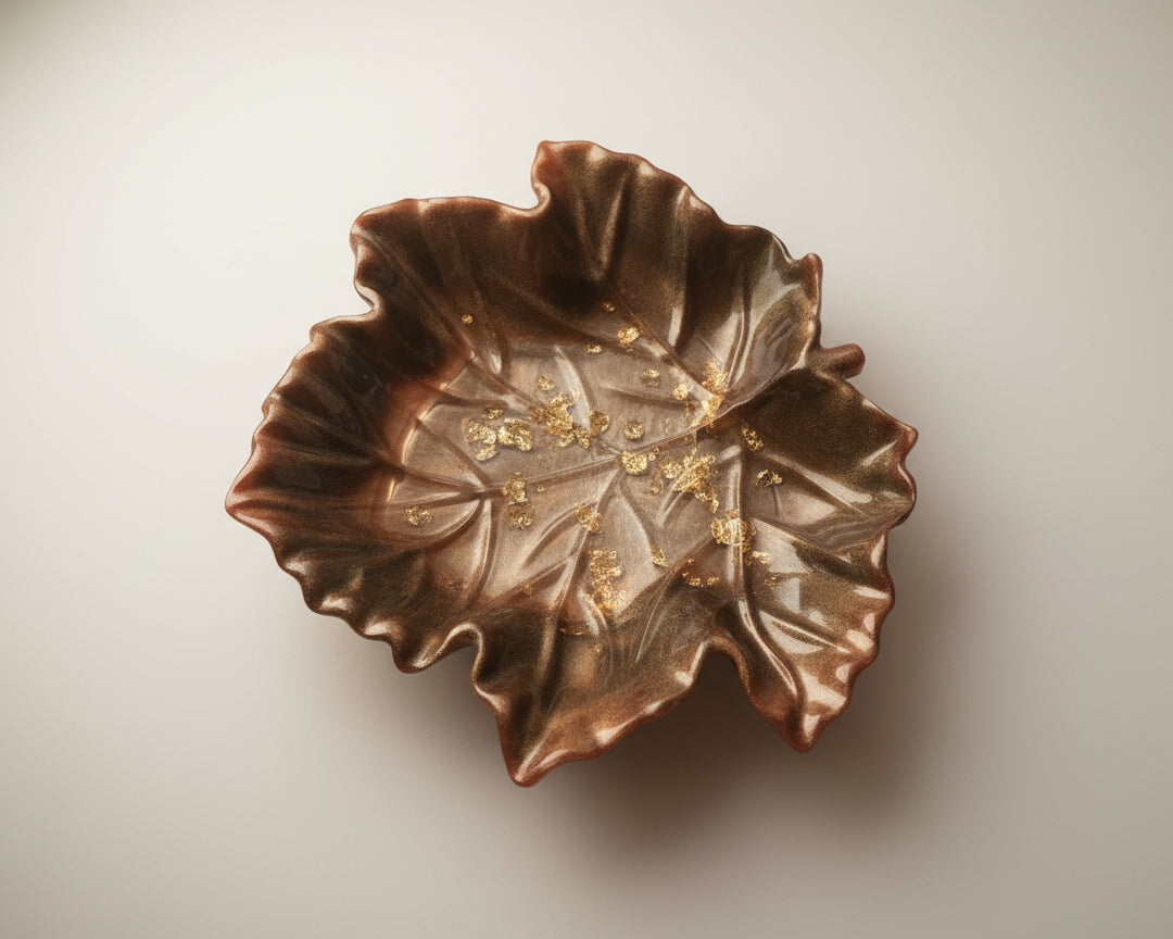 Herbstdeko - Schälchen aus Epoxidharz Schmuckschale  Schale Blattform  Ringschale  aus Epoxidharz  Dekoration