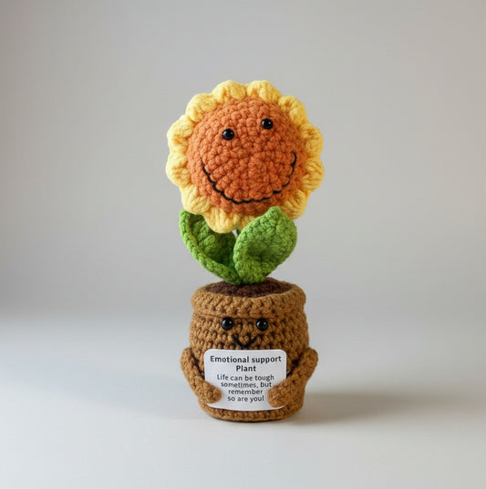Emotional Support Plant - gehäkelte Blume mit Smileys - groß