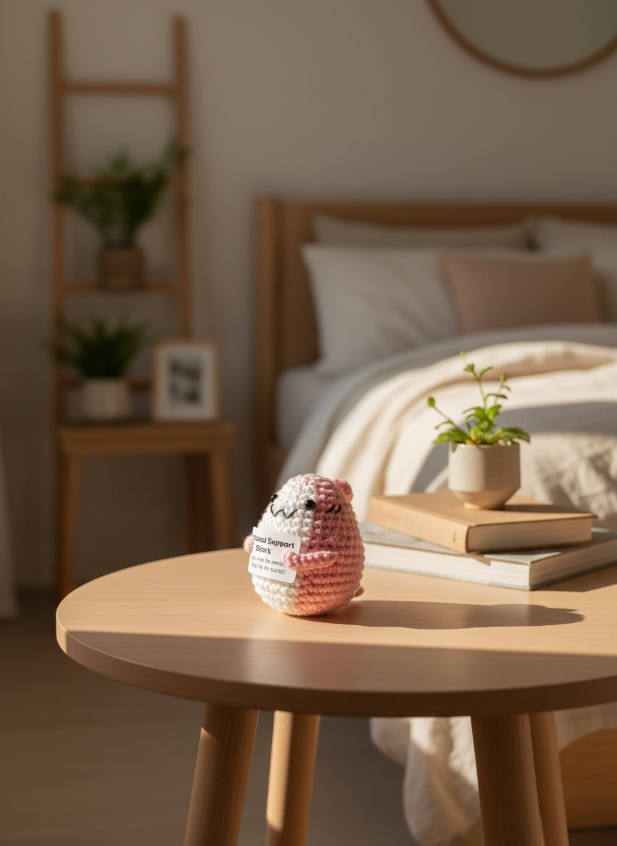 Rosane Emotional Support Shark im Schlafzimmer 