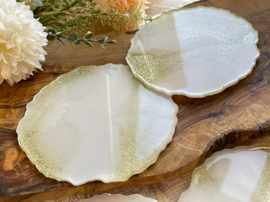 2er Set GLITZER Untersetzer aus Epoxidharz-Resinart-Resin Coasters-Wedding-Hochzeit