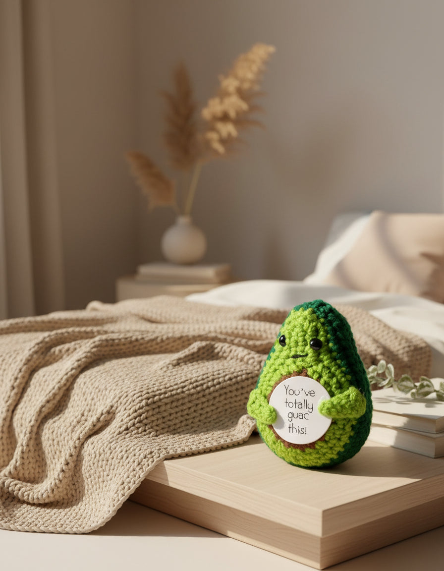 Positive Avocado auf dem Nachttisch gestellt - als Emotionale Support