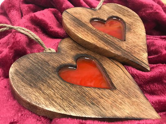 Resin Holzdeko - Geschenk - Hochzeit - Muttertag - Herzform - Epoxidharz - Individuell - Jubiläumsgeschenk