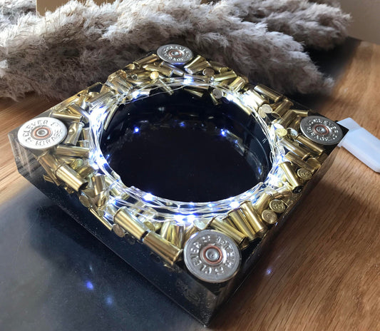 Epoxy Resin Ashtray LED Father's Day Men's Gift Hunter Soldier Army Military Bundeswehr Ammo Bullet Resin Shotgun Cartridges Party