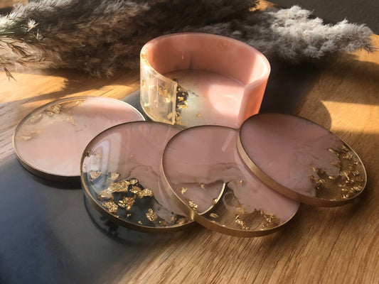 Untersetzer Set / mit 4 Untersetzer / Resin / Coaster / Dekoration / Epoxid / Party / Bar / Home / Tischdeko / Terasse / Balkon / Hochzeit