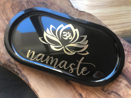 Tray | Namaste | Decorative bowl | Bowl | Tray | Soap dish | Jewelry shelf | Ring shell | individual gifts | Black | Gold