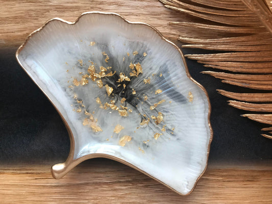 Jewelry Bowl Decoration Gift Resin Bowl Leaf Shape Ring Bowl Epoxy Ginkgo Home Decor Wedding Customized Home Handmade