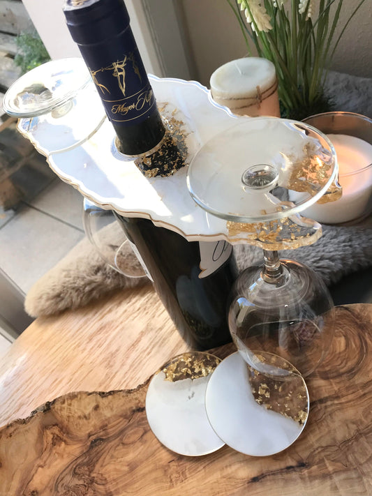 Weinbutler Set aus Epoxidharz-Geschenk-Hochzeitsgeschenk-Resin-Champagner Glashalter-Wein Glashalter-Individuell-Wohndeko-Jubiläumsgeschenke