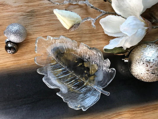 Schmuckschale-Dekoration-Resin-Geschenk-Schale Blattform-Ringschale-Epoxidharz-Blatt-Wohndeko-Deko-Hochzeitsgeschenke-Individuell
