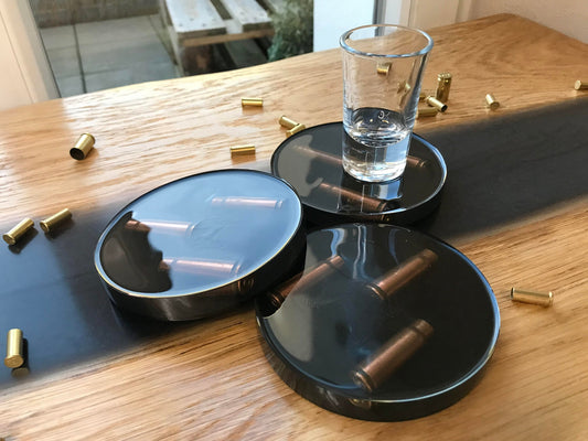 Untersetzer aus Epoxidharz-Männer Geschenk-Jäger-Soldier-Army-Military-Bundeswehr-Ammo-Bullet-Resin-Shotgun-Patronen-Party-Bar-Waffen-Gun