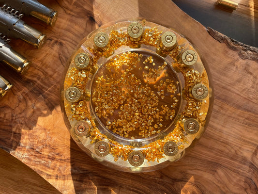 GOLD Aschenbecher aus Resin-Muttertag-Vatertag-Dekoration-Männer Geschenk-Patronenhülsen-Army-Military-Bundeswehr-Ammo-Bullet-Jäger