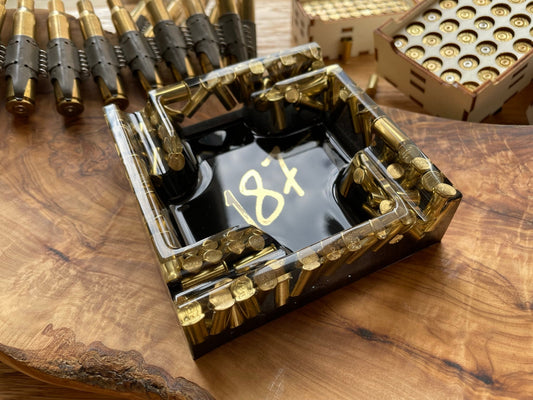 187 Aschenbecher aus Epoxidharz-Vatertag-Männer Geschenk-Jäger-Soldier-Army-Military-Bundeswehr-Ammo-Bullet-Resin-Shotgun-Patronen-Bar