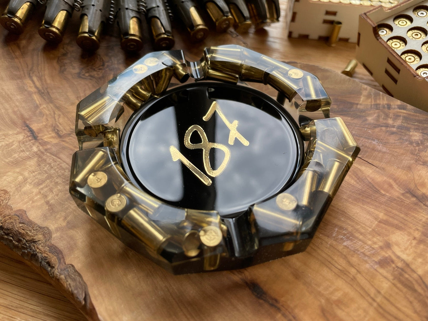 187 Resin Ashtray Father's Day Decoration Men's Gift Bullet Casings Army Military Bundeswehr Ammo Bullet Hunter Soldier Party