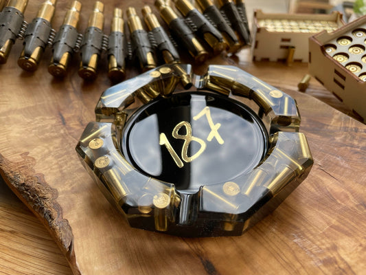 187 Resin Ashtray Father's Day Decoration Men's Gift Bullet Casings Army Military Bundeswehr Ammo Bullet Hunter Soldier Party