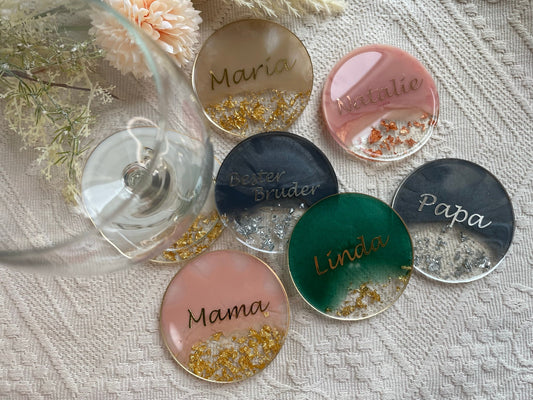 Personalisierter Untersetzer - Hochzeit - Wedding - Gastgeschenk - Taufe - Brautparty - Resin - Coasters - Geschenk - Jubiläum - Tischkarte