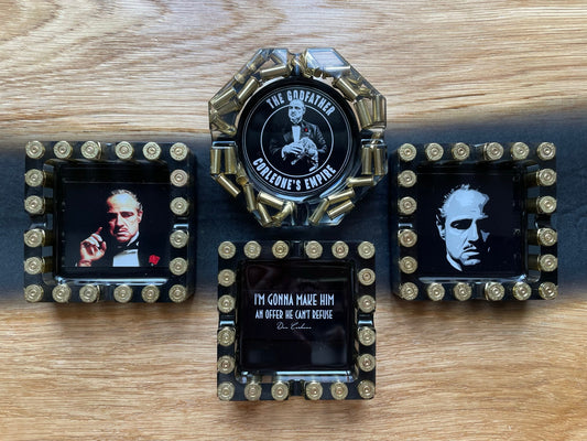 GODFATHER ASCHENBECHER aus Resin-Vatertag-Dekoration-Männer Geschenk-Patronenhülsen-Army-Military-Bundeswehr-Ammo-Bullet-Jäger-Soldier-Party